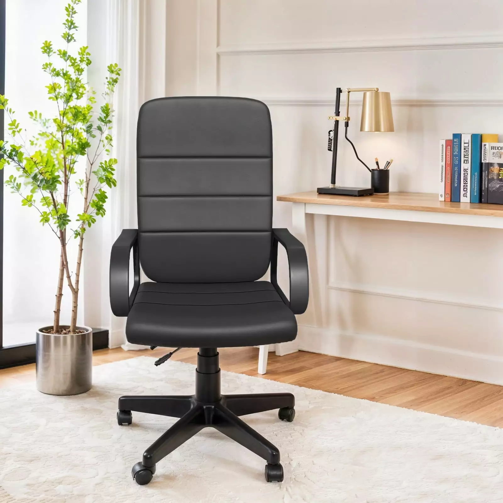 High-Back Home Office Chair Ergonomic Executive Leather Chair Lumbar Support Smiaoer