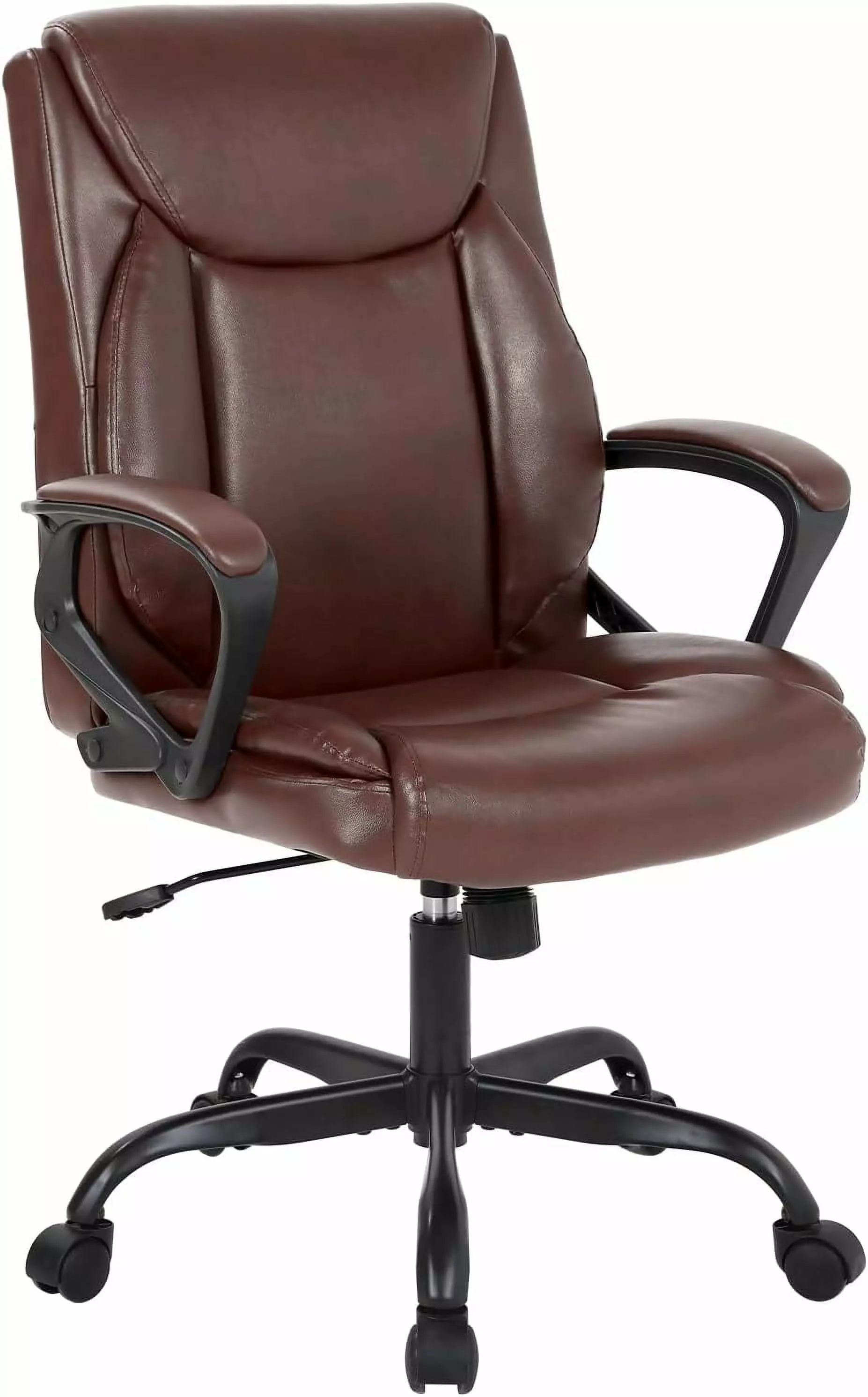 Home Office Chair Ergonomic Desk Chair Brown PU Leather Executive Swivel Chair TRAHOO