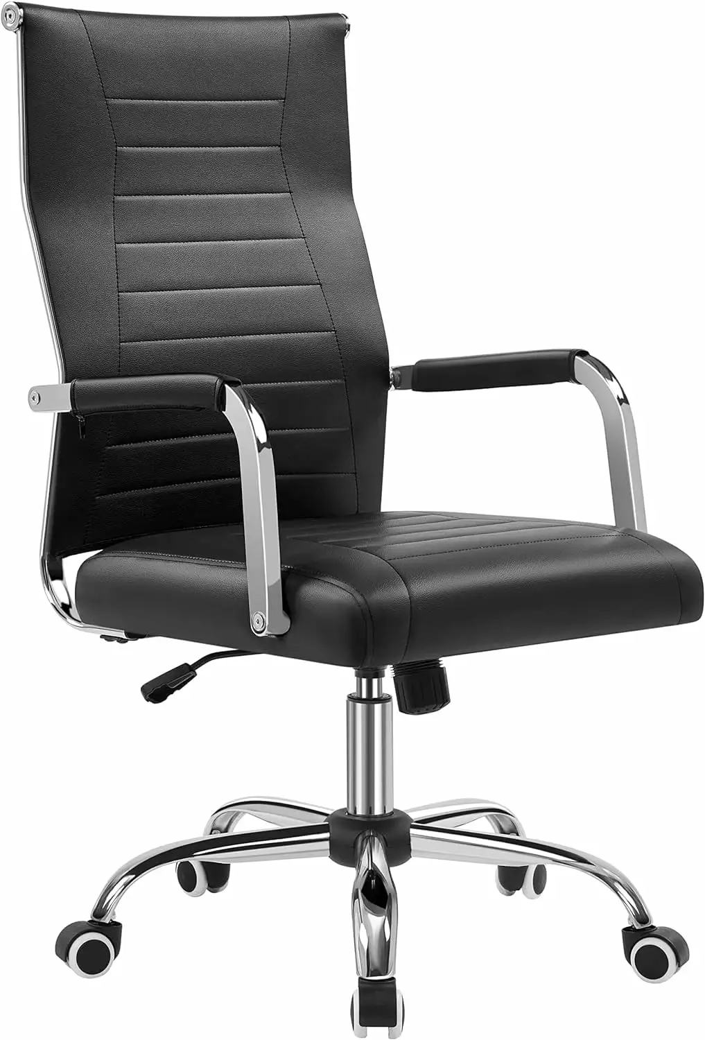 High-Back Executive Office Desk Chair PU Leather Task Chair Adjustable Height Ergonomic Backrest Black Unbranded