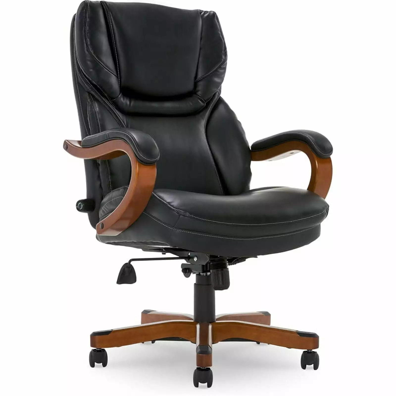 UrbanPro Conway Big and Tall Executive Office Chair Wood Accents Black - Heavy Duty Desk Chair