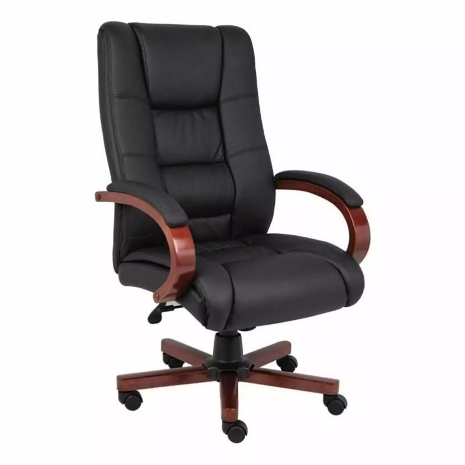 UrbanPro Faux Leather and Wood High Back Executive Office Chair Black and Cherry