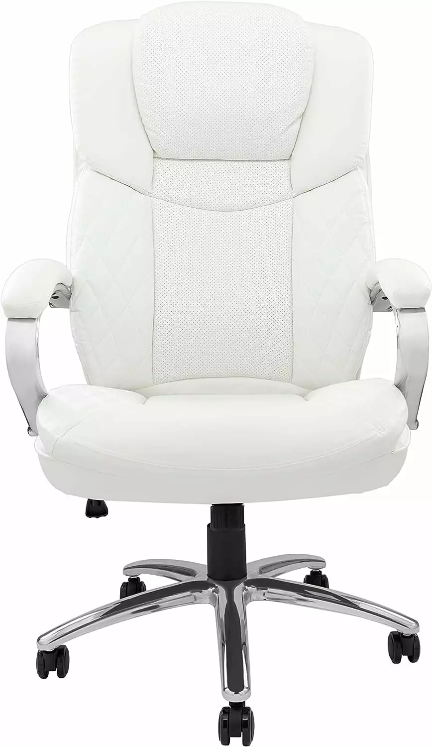 US Office Elements Executive Office Chair Leather Padded Ergonomic Desk Chair 400 lbs Capacity White