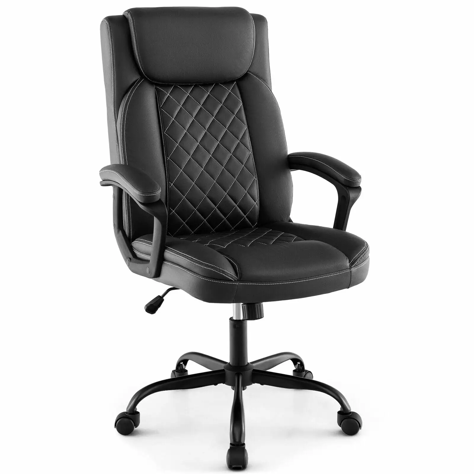 Vicamelia Adjustable Office Chair Padded Headrest and Armrest Swivel Executive Chair Home Office Black