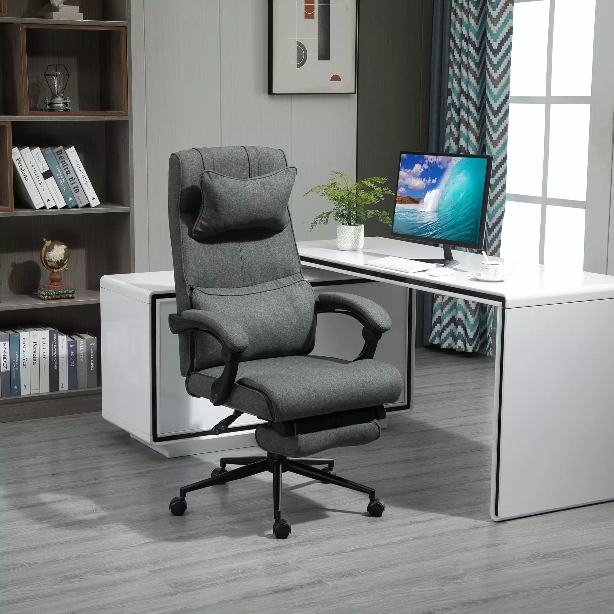 Vinsetto High Back Executive Office Chair Reclining Computer Desk Chair Footrest and Lumbar Support