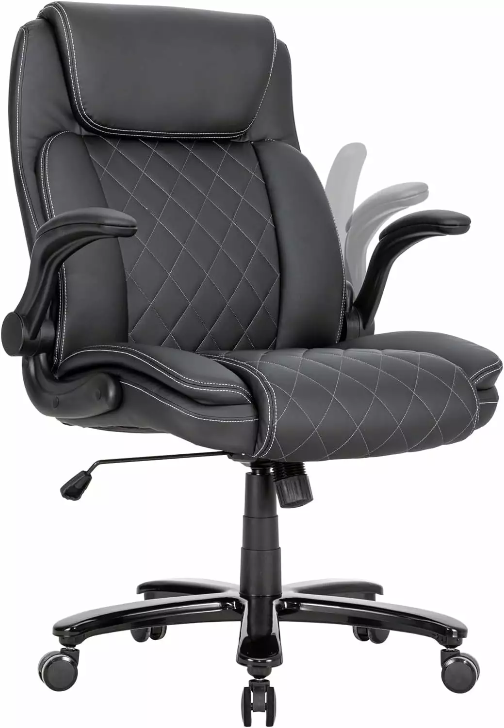 Executive Office Chair 400lbs Height Adjustable Swivel Chair Padded Flip-up Arms Leather Modern Conference Room Chair Ergo...