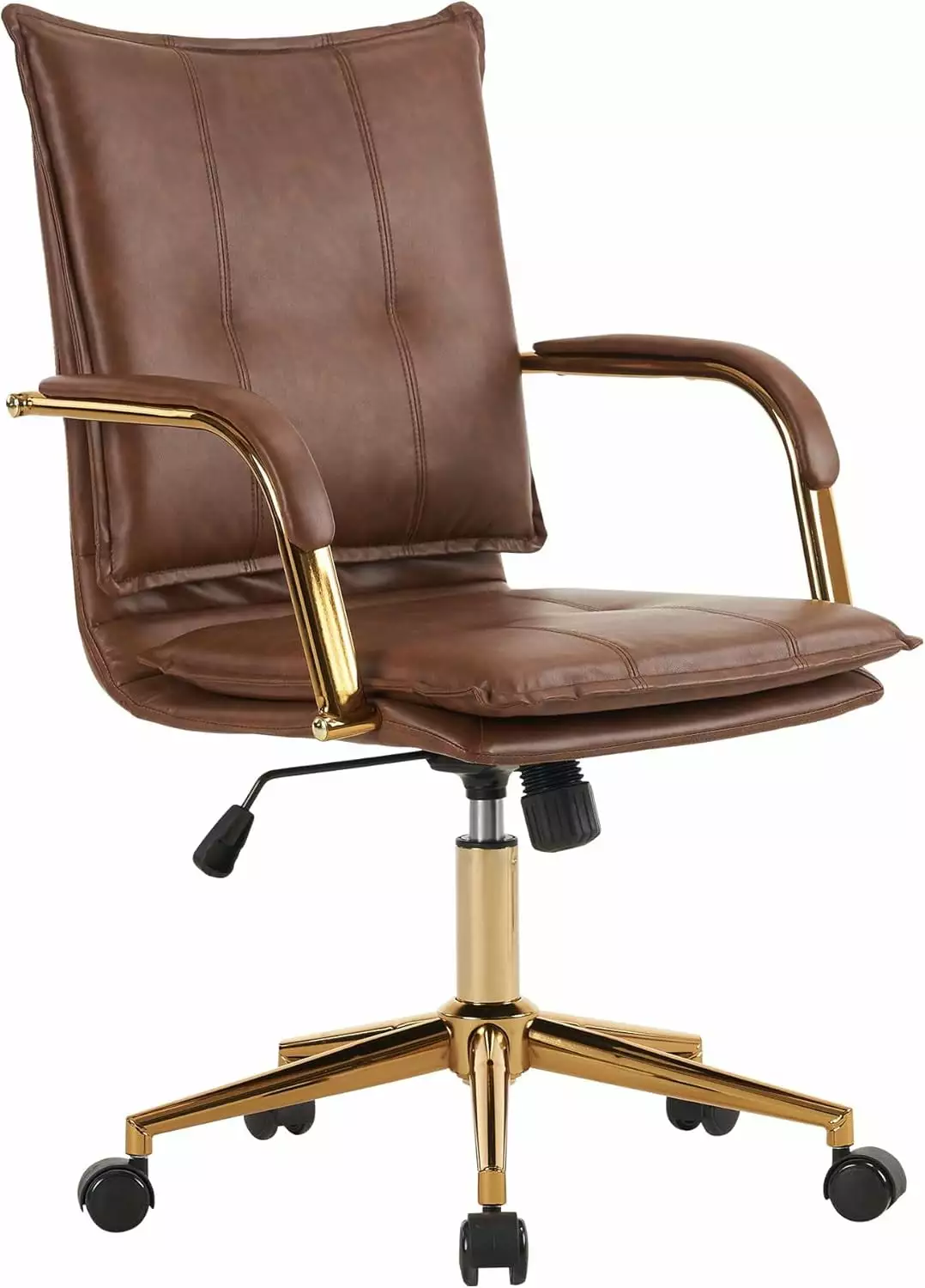 Faux Leather Home Office Desk Chair - Ergonomic Executive Chair Padded Arms and Adjustable Height WRP