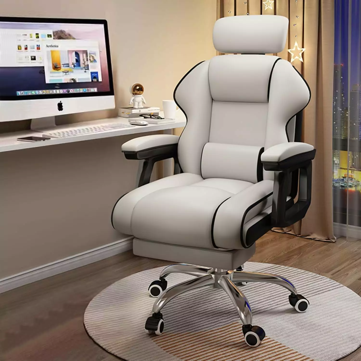 Executive Computer Chair Home Office Desk Chair Adjustable Angle Ergonomic Adjustable Height PU Leather Chair Cushions Arm...
