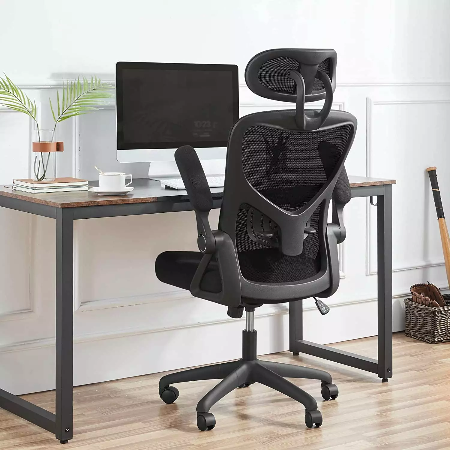 Executive Ergonomic Office Chair High Back Adjustable Desk Chair Headrest and Armrests Black YoJoFHM
