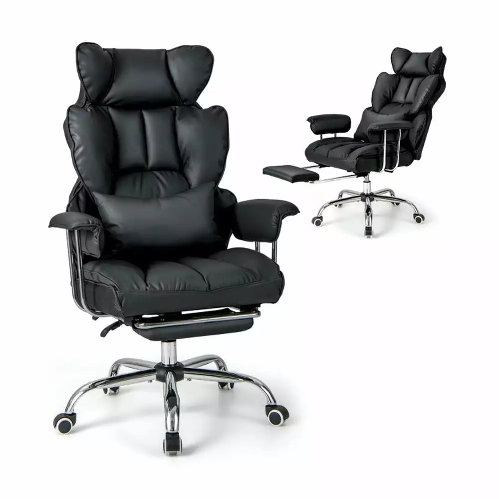 YYAo Ergonomic Work Chair Footrest - Comfortable Big & Tall Executive Office Desk Chair Black