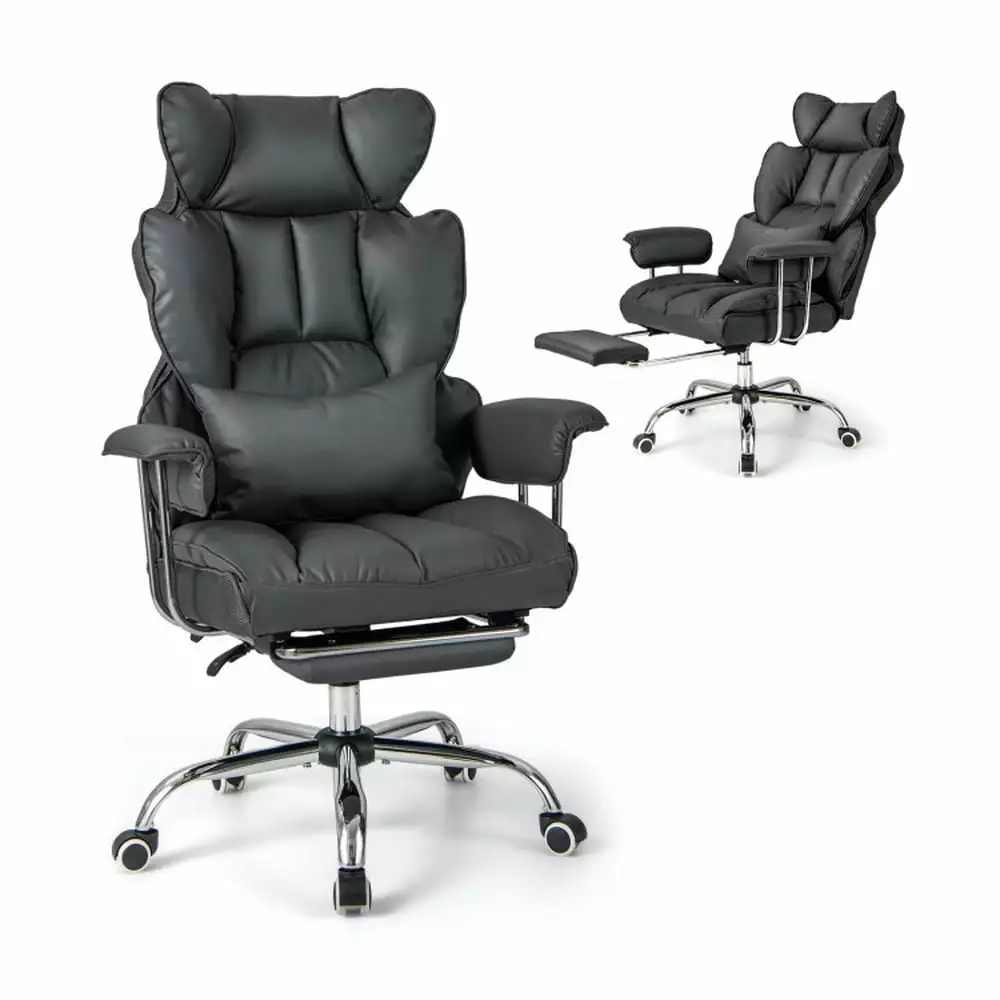 YYAo Ergonomic Work Chair Footrest - Comfortable Big & Tall Executive Office Desk Chair Gray