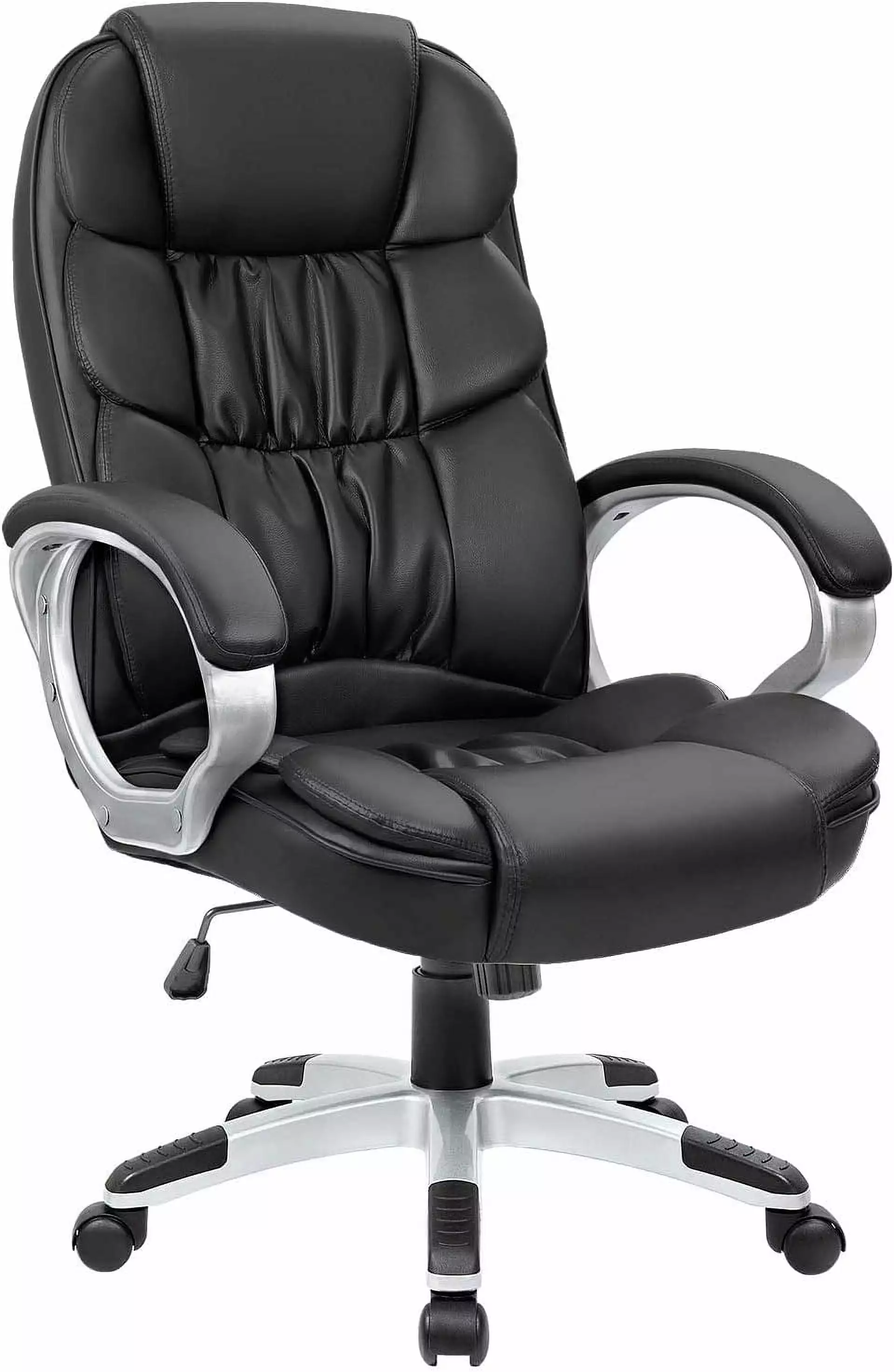 Black Office Chair High Back PU Leather Adjustable Height Executive Swivel Task Chair Lumbar Support ZHJG