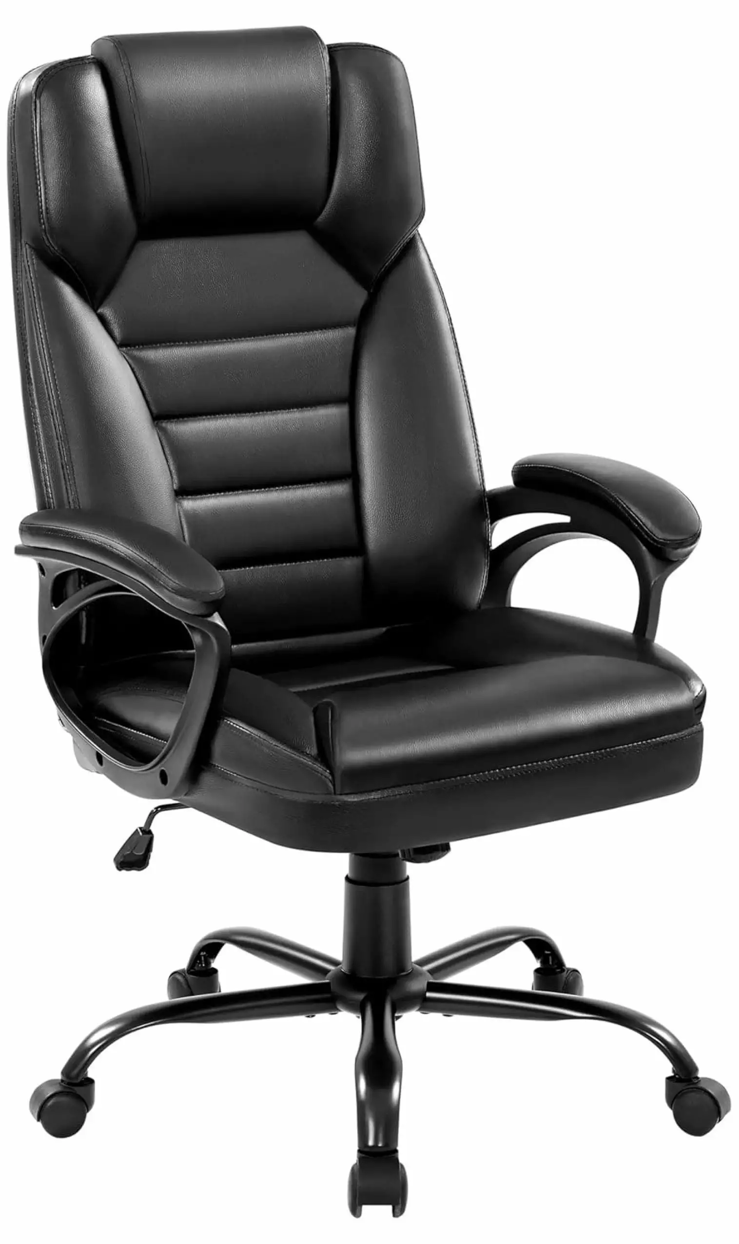 ZJINJIN Faux Leather Executive Office Chair Integrated Headrest and Padded Arms Black