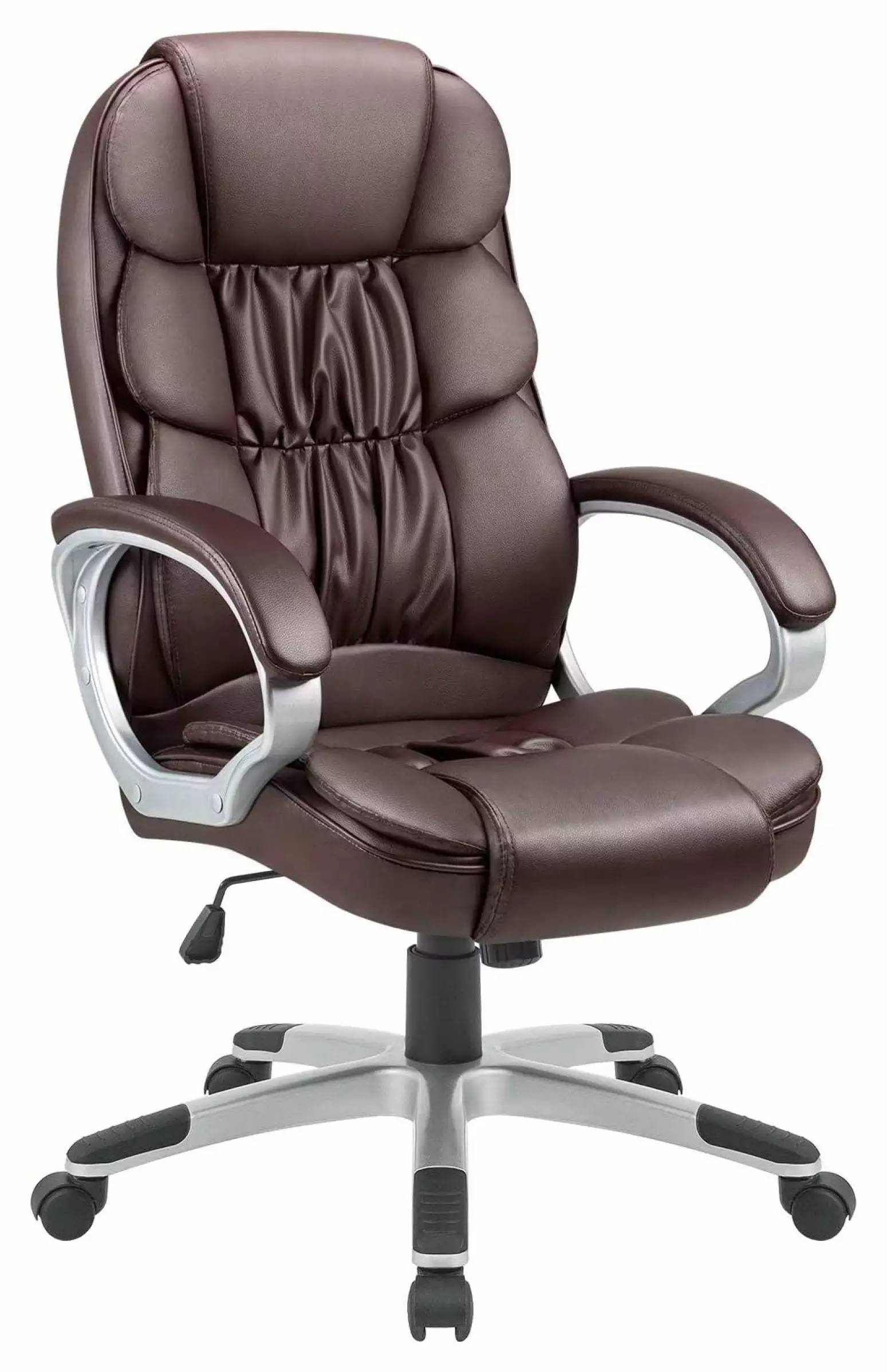 ZJINJIN Office Chair PU Leather High Back Ergonomic Computer Chair Lumbar Support Brown