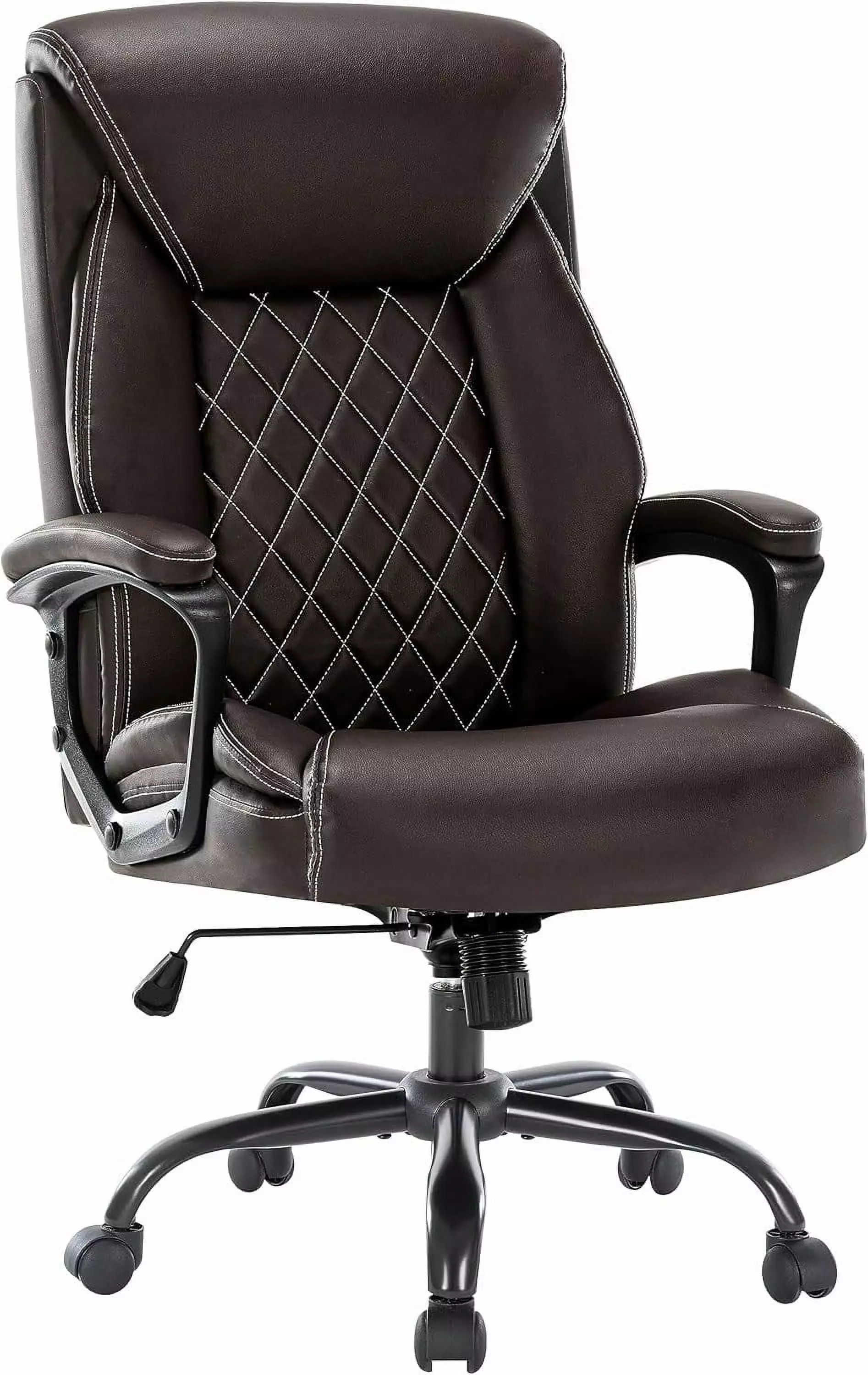 Computer Chair Executive Office Chair Fixed Armrests High Back Leather Wheels ZKQ