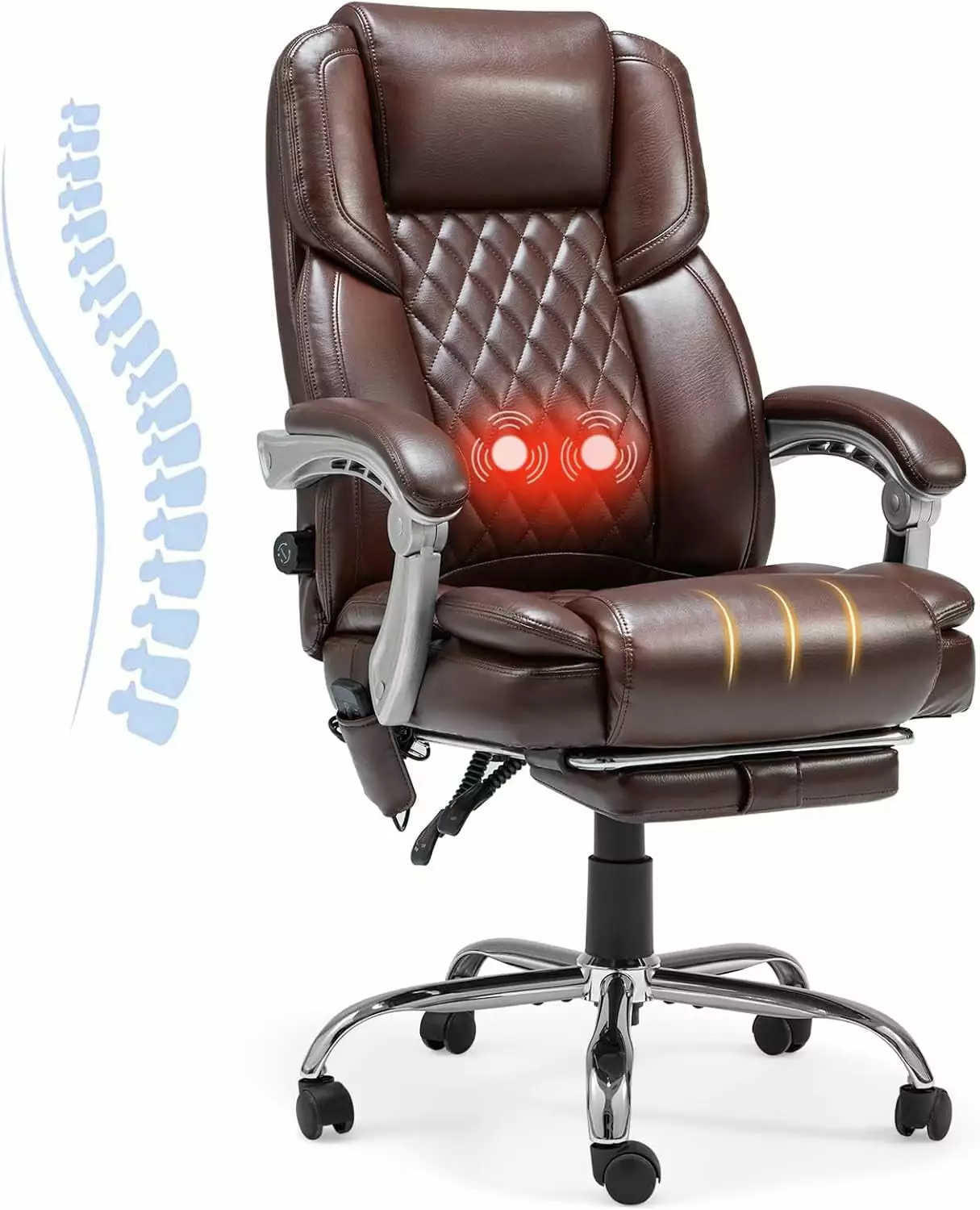 Executive Office Chair Ergonomic Office Chair Adjustable Lumbar Back Support Massage and Heat Black ZKQ