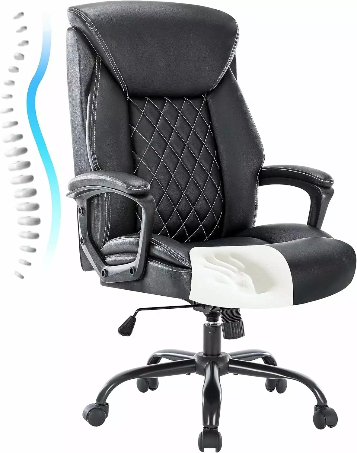 High Back Executive Office Chair Leather Desk Chair Padded Armrests Ergonomic Computer Chair ZKQ
