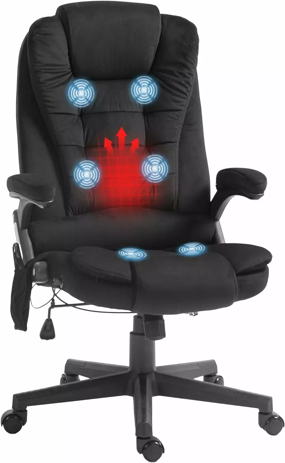 6 Point Vibrating Massage Office Chair Heat - Velvet High Back Executive Chair Reclining Backrest and Remote Control ZKQ