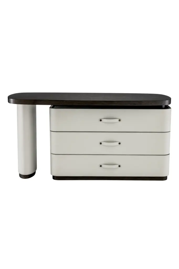 Gray Leather Rotating Desk Eichholtz Numana