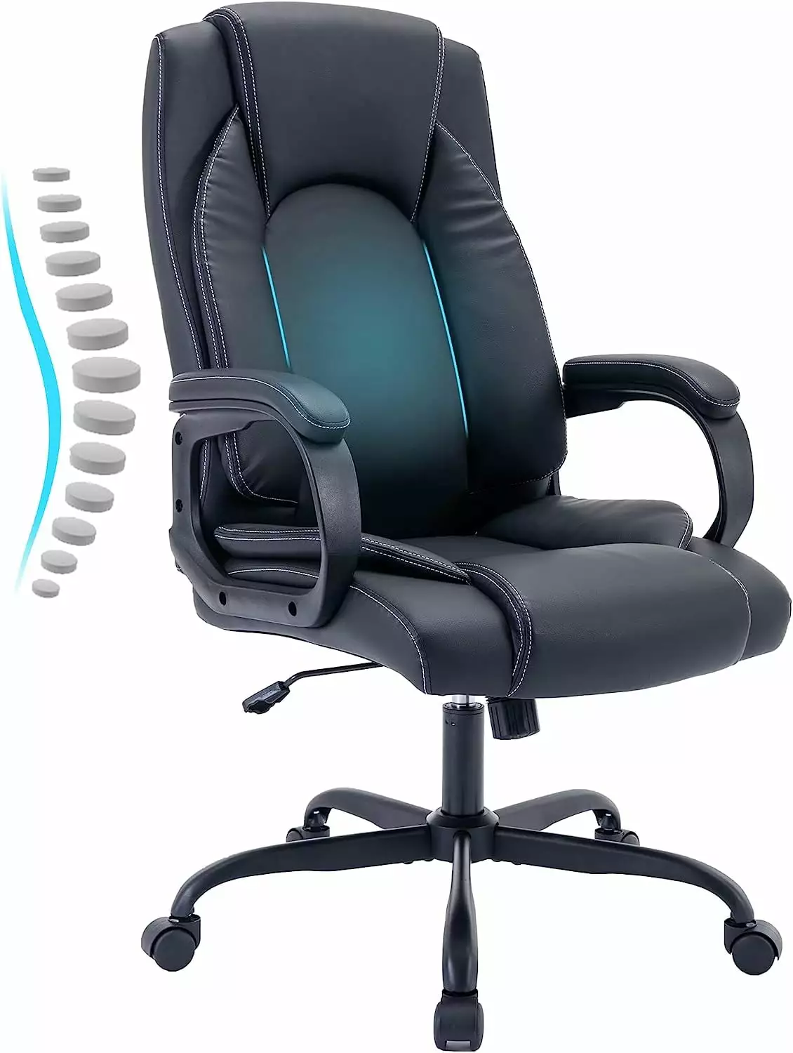 BIZFURN Executive Office Chair Ergonomic PVC Leather Desk Chair Lumbar Support