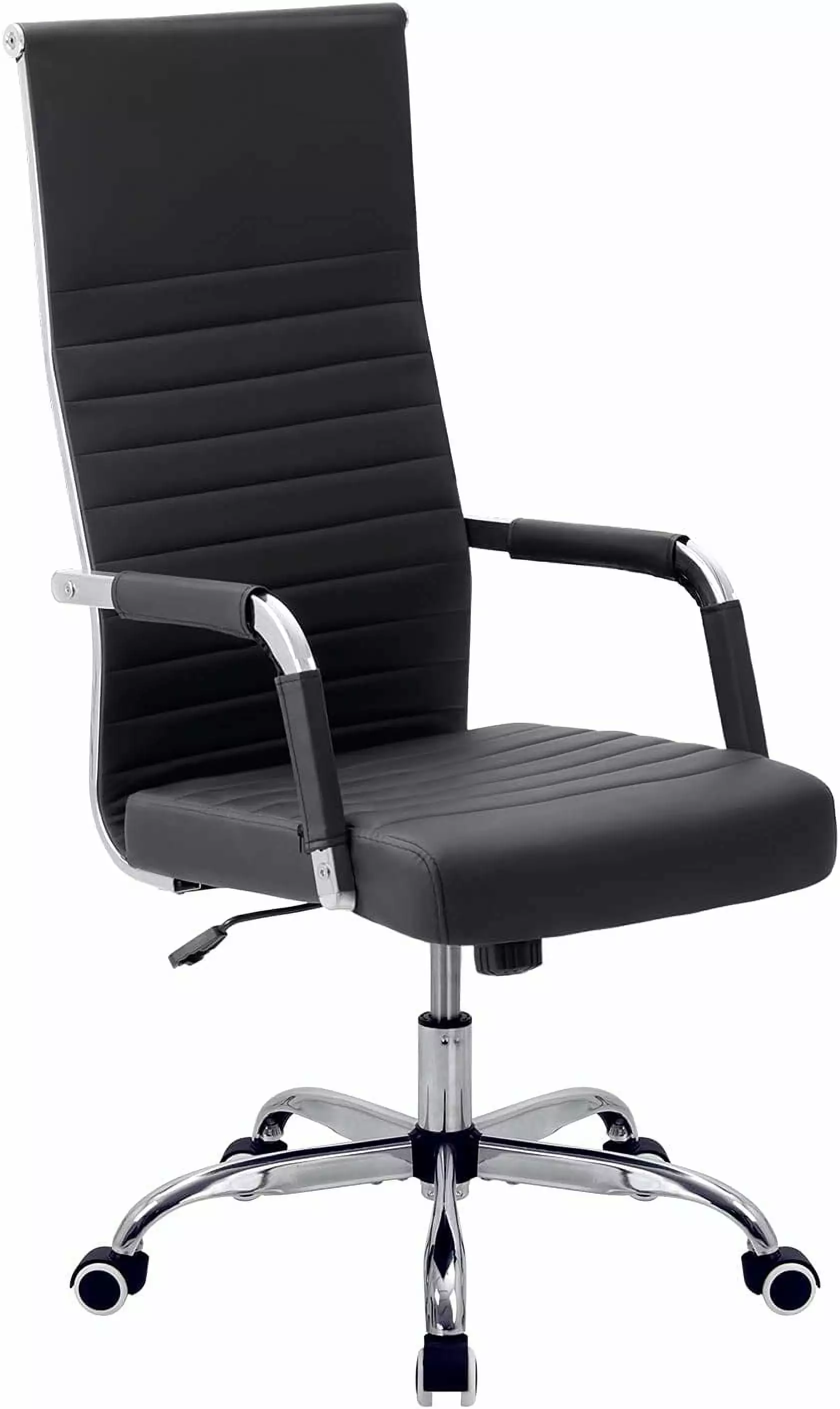 BIZFURN Ribbed High Back PU Leather Executive Office Chair Adjustable Swivel Conference Chair