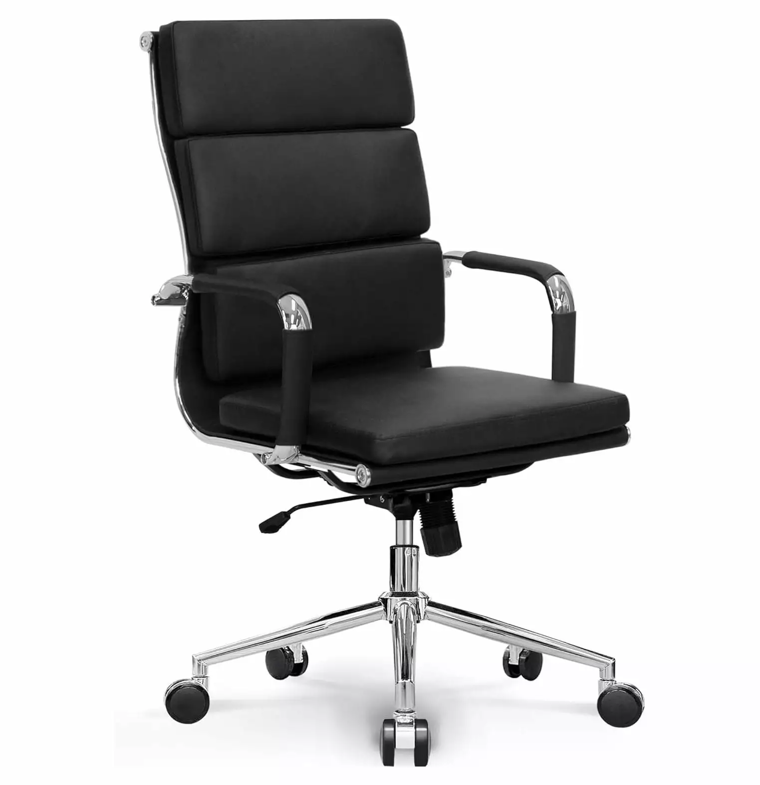 BULYAXIA Office Chair Reception Guest Desk Chairs Conference High-Back Modern Soft PU Leather Computer Desk Rolling Comfy ...