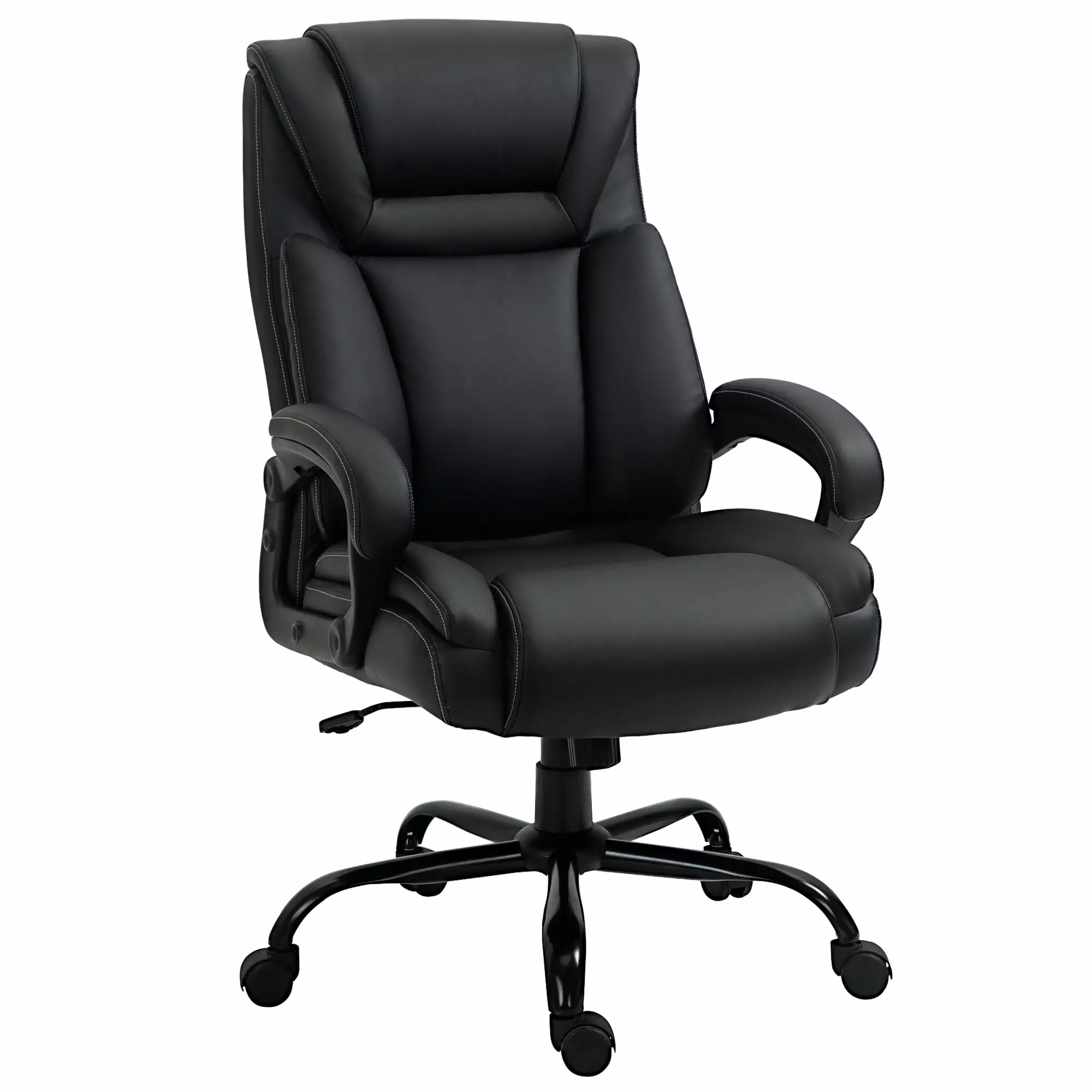 Big and Tall 400Lbs Executive Office Chair Wide Seat High Back PU Leather Computer Desk Chair Adjustable Height Swivel Whe...