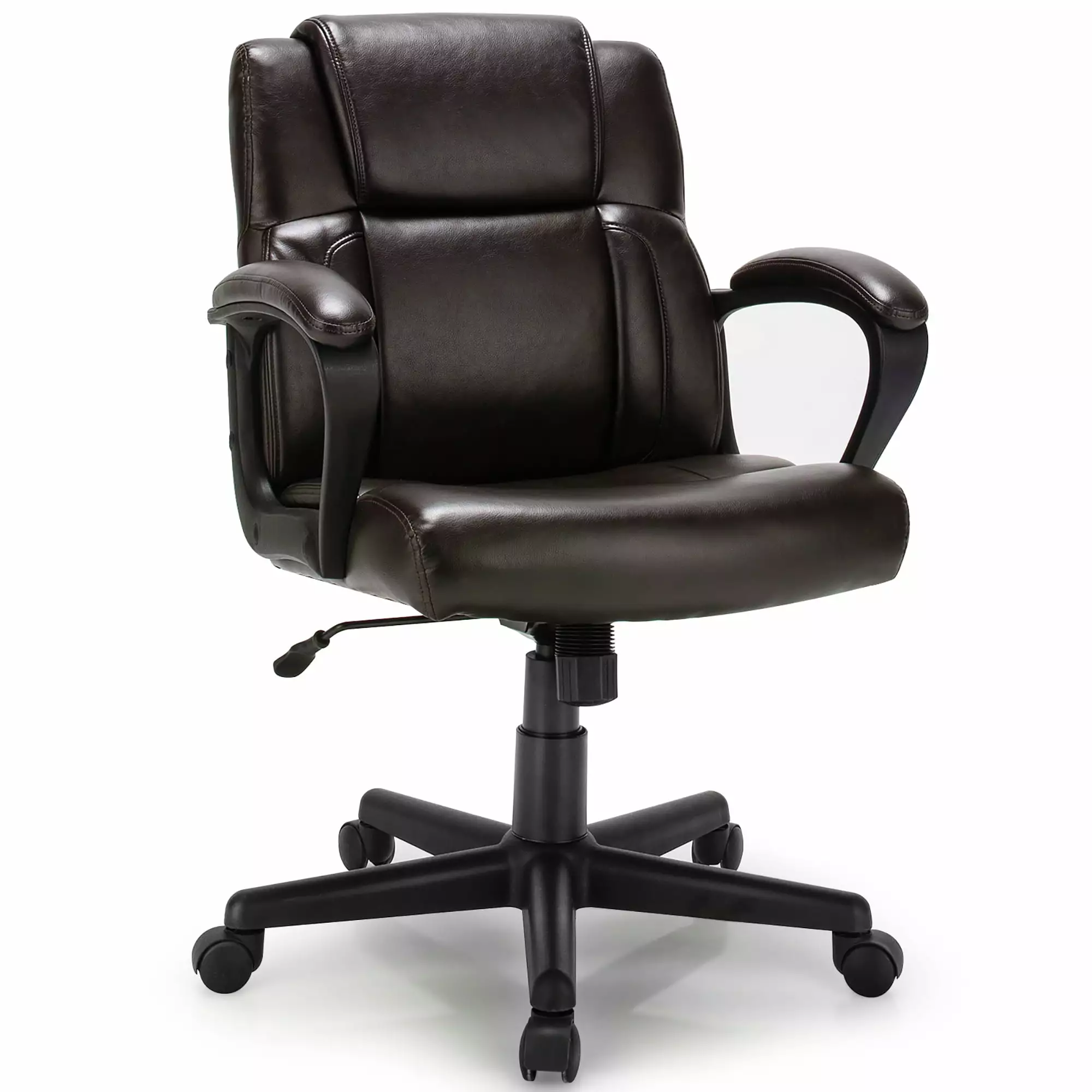 Costway Executive Leather Office Chair Adjustable Height Computer Desk Chair Armrest