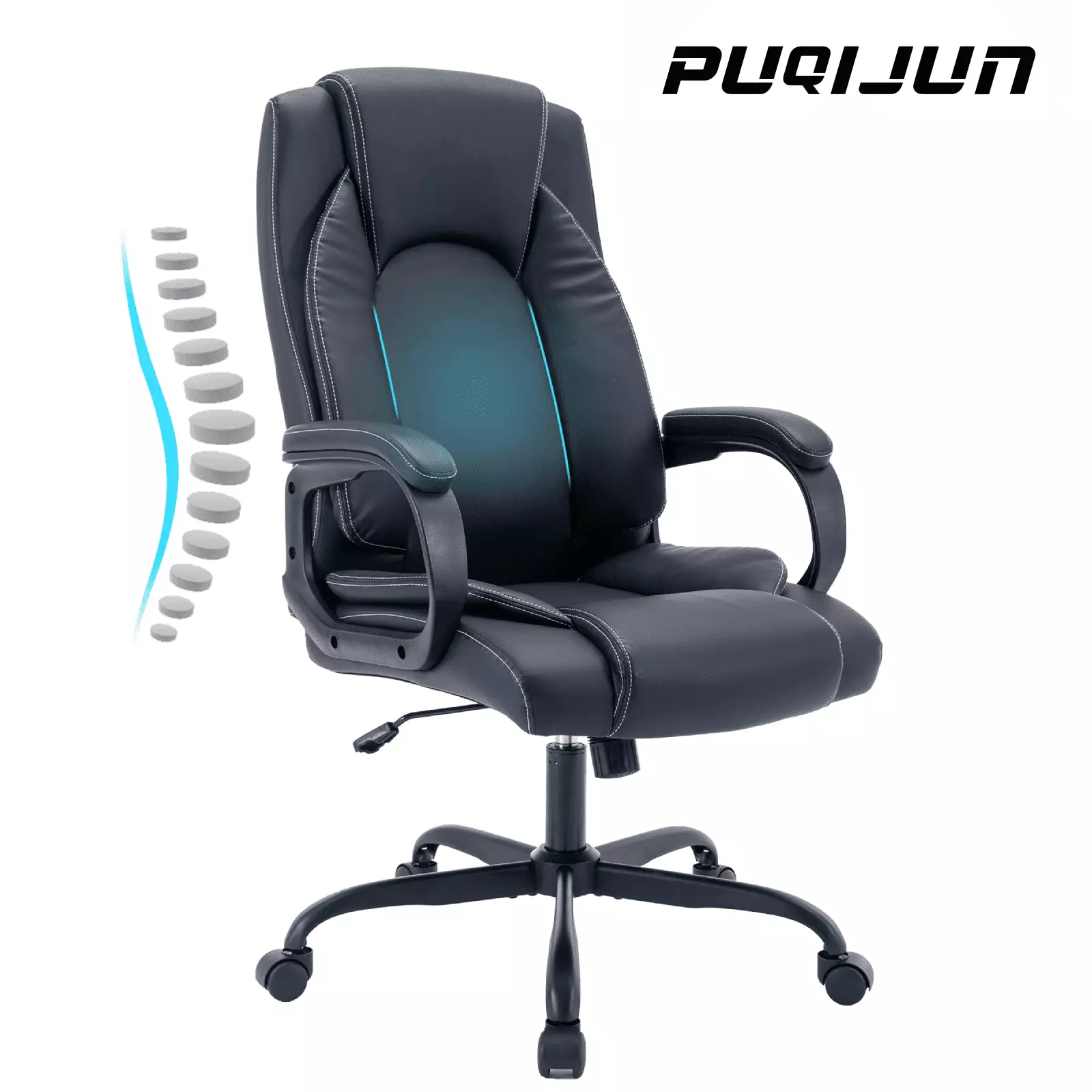 Executive Office Chair Ergonomic PVC Leather Desk Chair Lumbar Support FHWMLCX