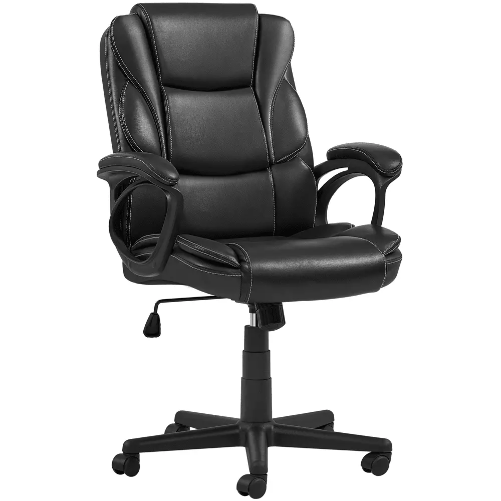 SMILE MART PU Leather Upholstered Office Chair High Back and Ergonomic Design