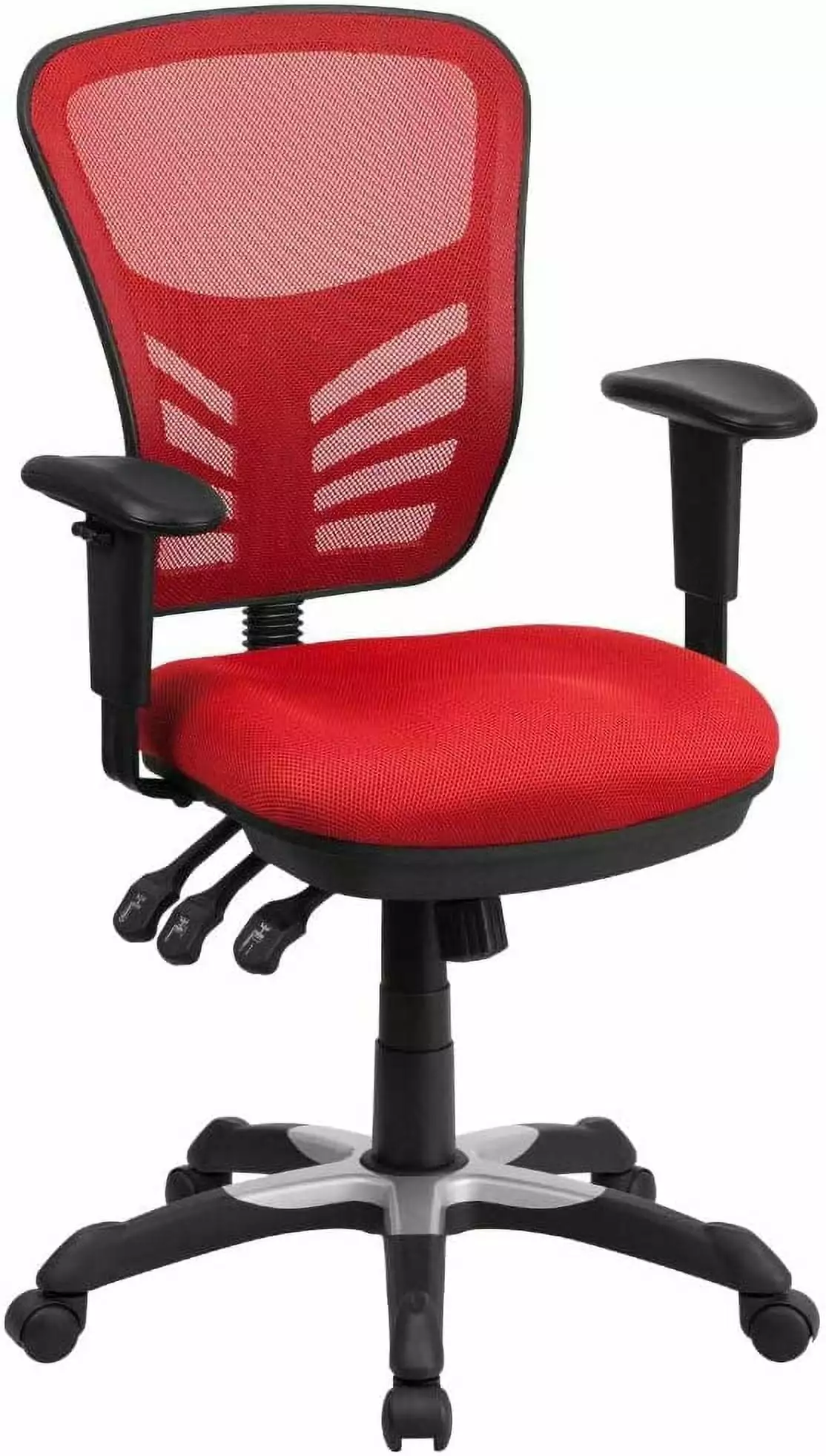 Nicholas Mid-Back Red Mesh Multifunction Executive Swivel Ergonomic Office Chair Adjustable Arms TRAHOO