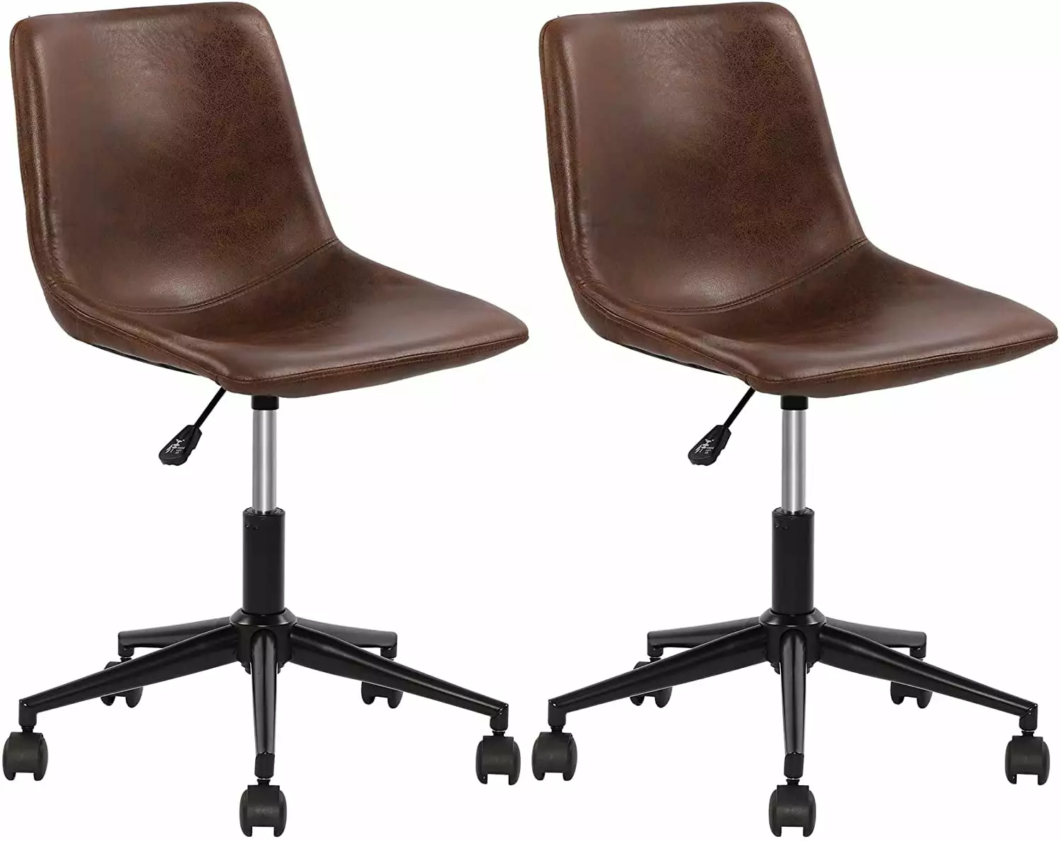 Office Chair Set 2 Adjustable Swivel Home Office Desk Chairs Armless Leathairer Accent Chair Bucket Seat Executive Task Ch...