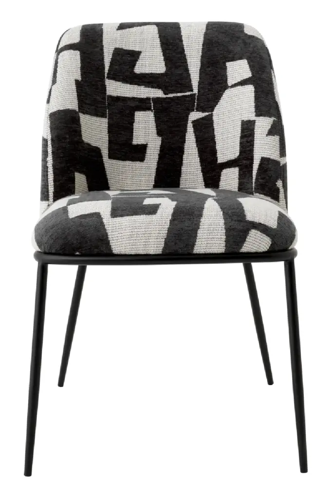 Eichholtz Caleb Printed Black Fabric Dining Chair