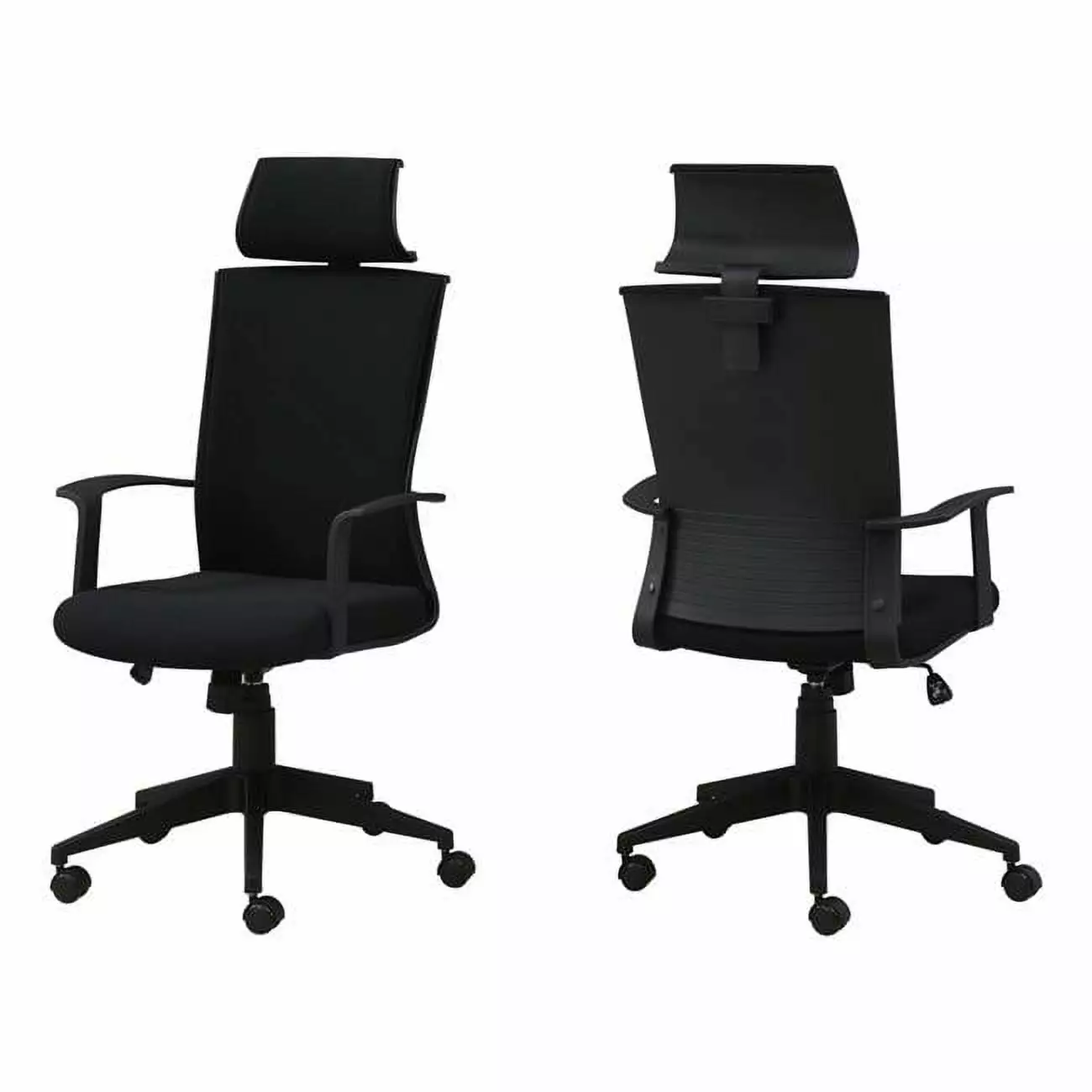 HomeRoots Black Fabric High Back Executive Office Chair Ergonomic Design