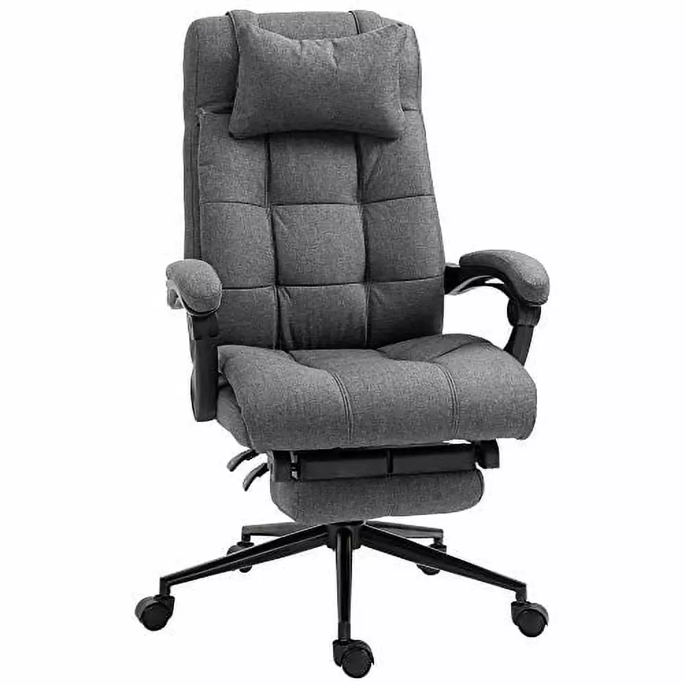Vinsetto Executive Linen Fabric Office Chair High Back Swivel Footrest Headrest Dark Grey