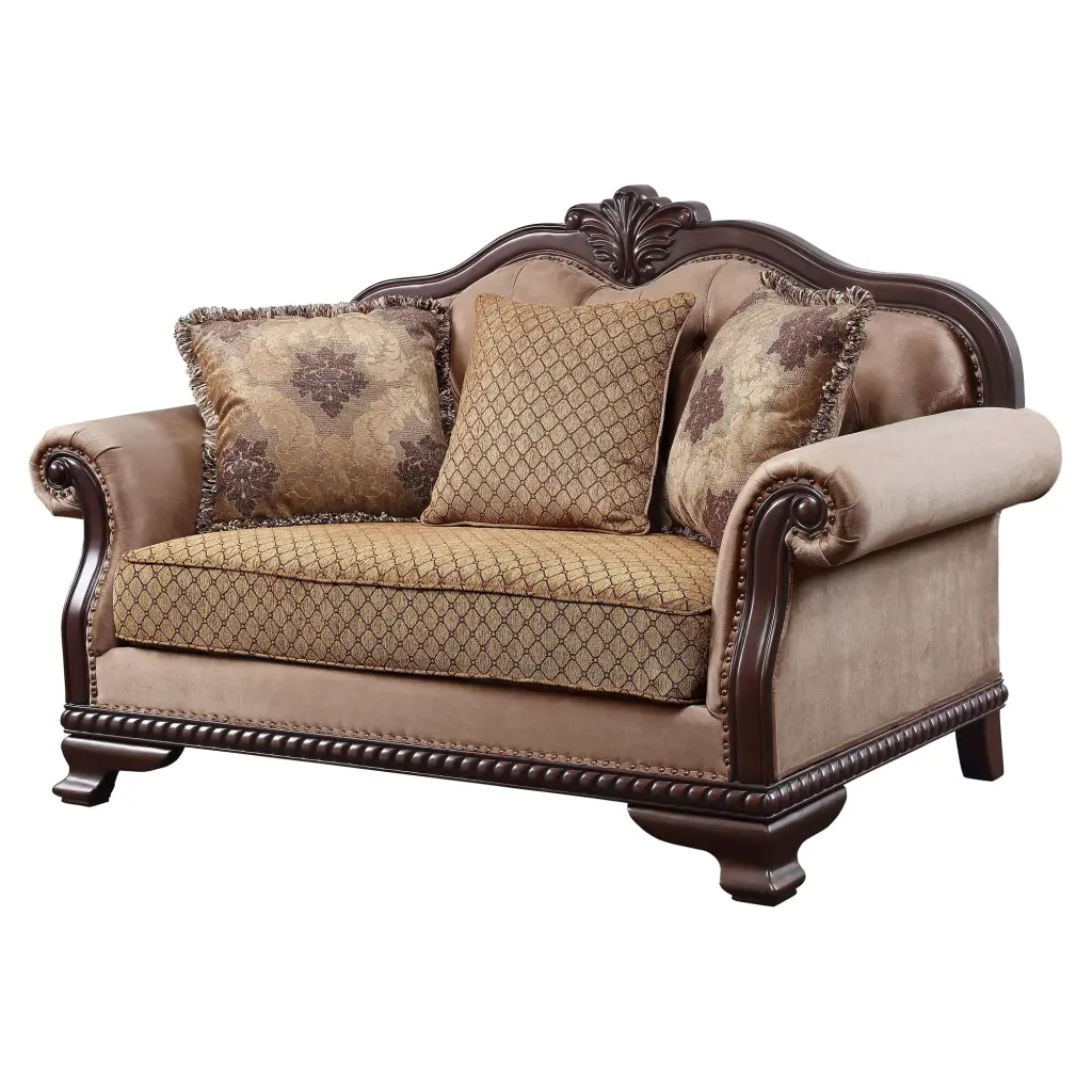 ACME Chateau De Ville Loveseat 3 Pillows Espresso Finish Acme Furniture