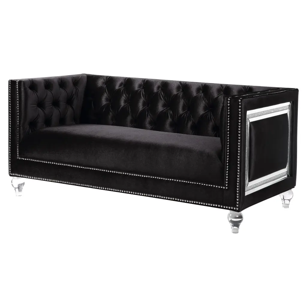 ACME Heibero Loveseat 2 Pillows Black - Stylish Comfort Small Spaces Acme Furniture
