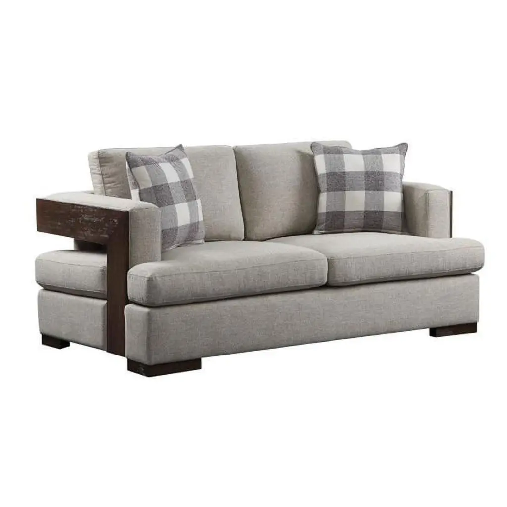 Acme Niamey Loveseat 2 Pillows Fabric & Cherry - Elegant Sofa Living Room or Office Acme Furniture