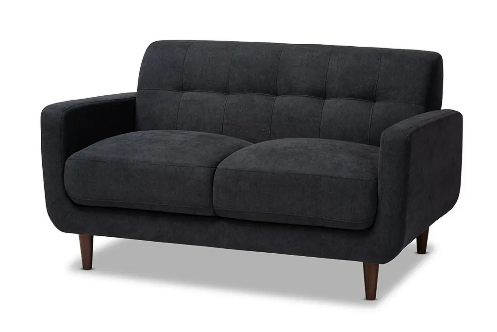 Baxton Studio Allister Dark Grey Fabric Upholstered Loveseat Living Room