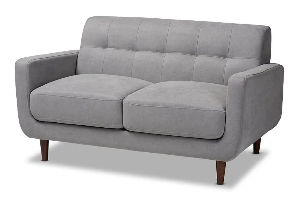 Baxton Studio Allister Light Grey Fabric Upholstered Loveseat Comfortable