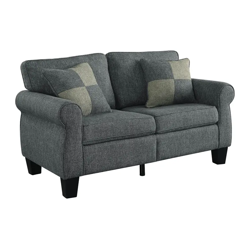 Bowery Hill Dark Gray Transitional Fabric Loveseat Living Room