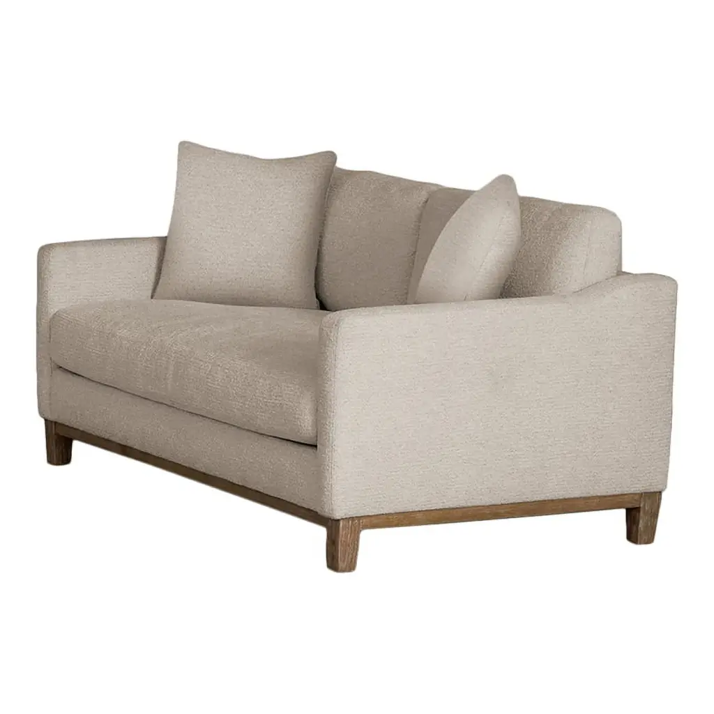 Bowery Hill Fabric Upholstered Loveseat Pillows Oatmeal - Comfortable Seating
