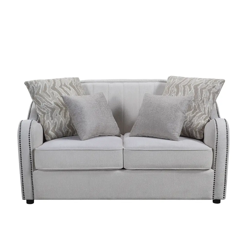 DeeHome ACME Mahler Loveseat 4 Pillows Beige Linen Cozy Living Room