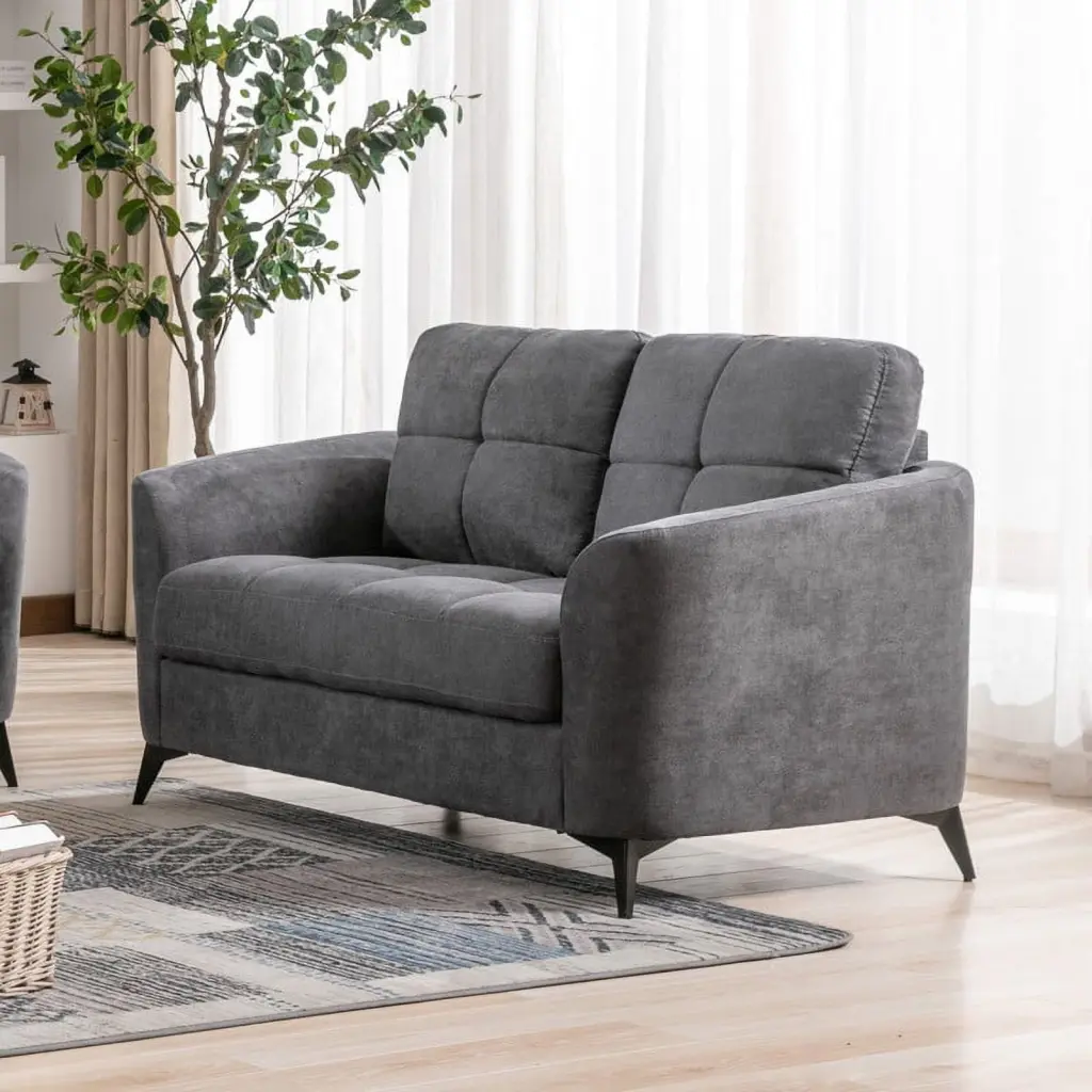 DeeHome Callie 60 Gray Woven Fabric Loveseat Modern Living Room