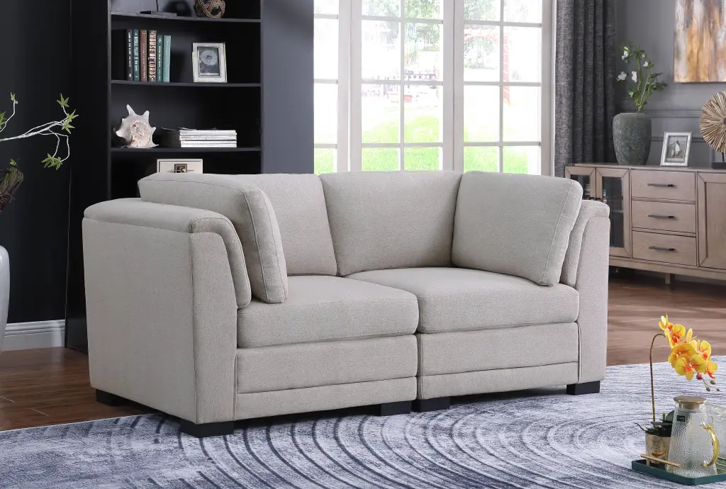 DeeHome Kristin 70.5 Light Gray Linen Fabric Loveseat - Modern Living Room Sofa