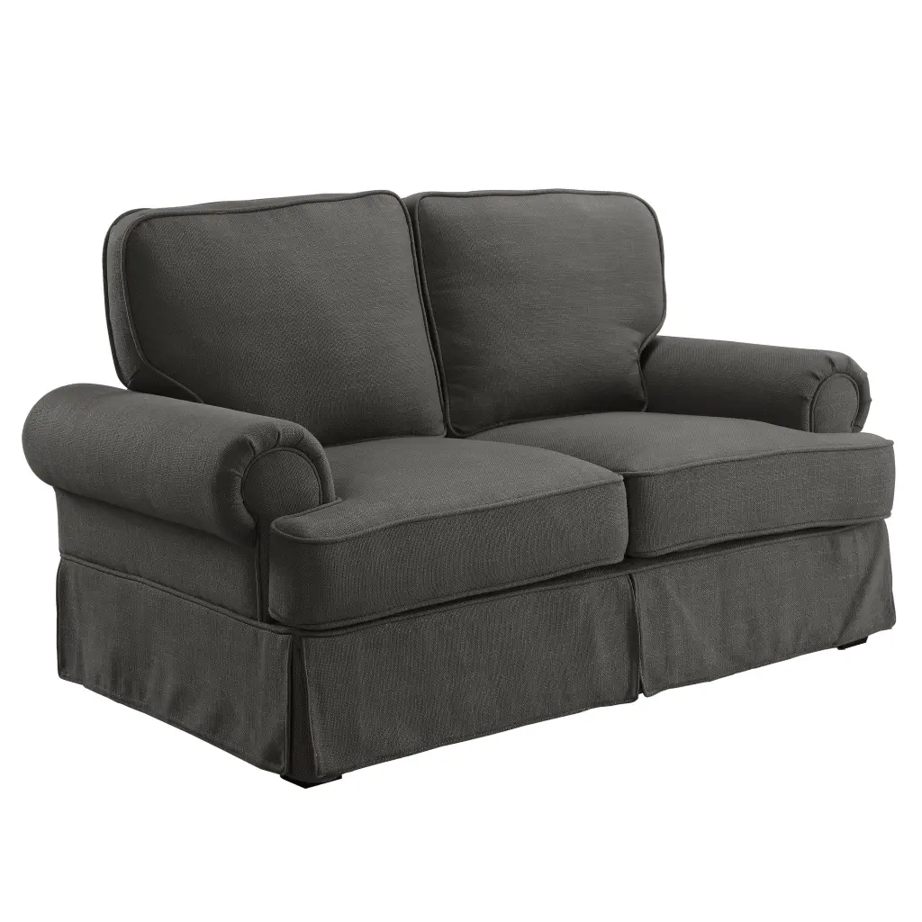 FOA Onrei Traditional Gray Fabric 2-Seater Loveseat Sofa Small Spaces Furniture of America