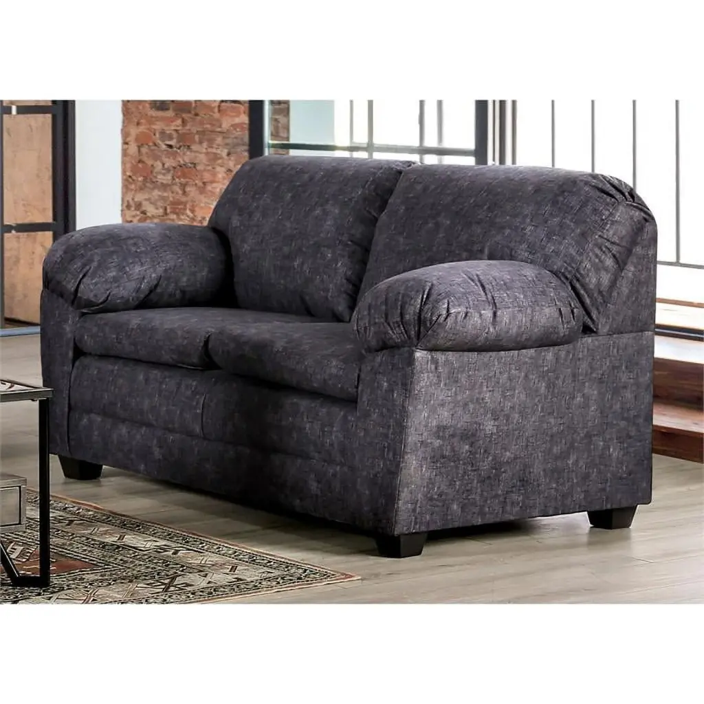 Furniture America Matlo Contemporary Fabric Upholstered Loveseat Charcoal
