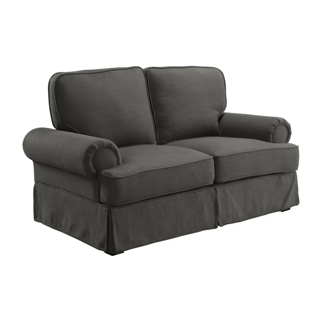Furniture America Skirted Transitional Fabric Garden Loveseat Gray