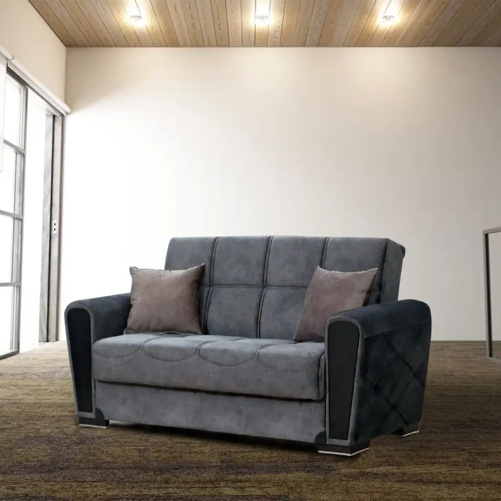 Alex Gray Fabric Loveseat Modern Living Room Sofa Go Green Woods