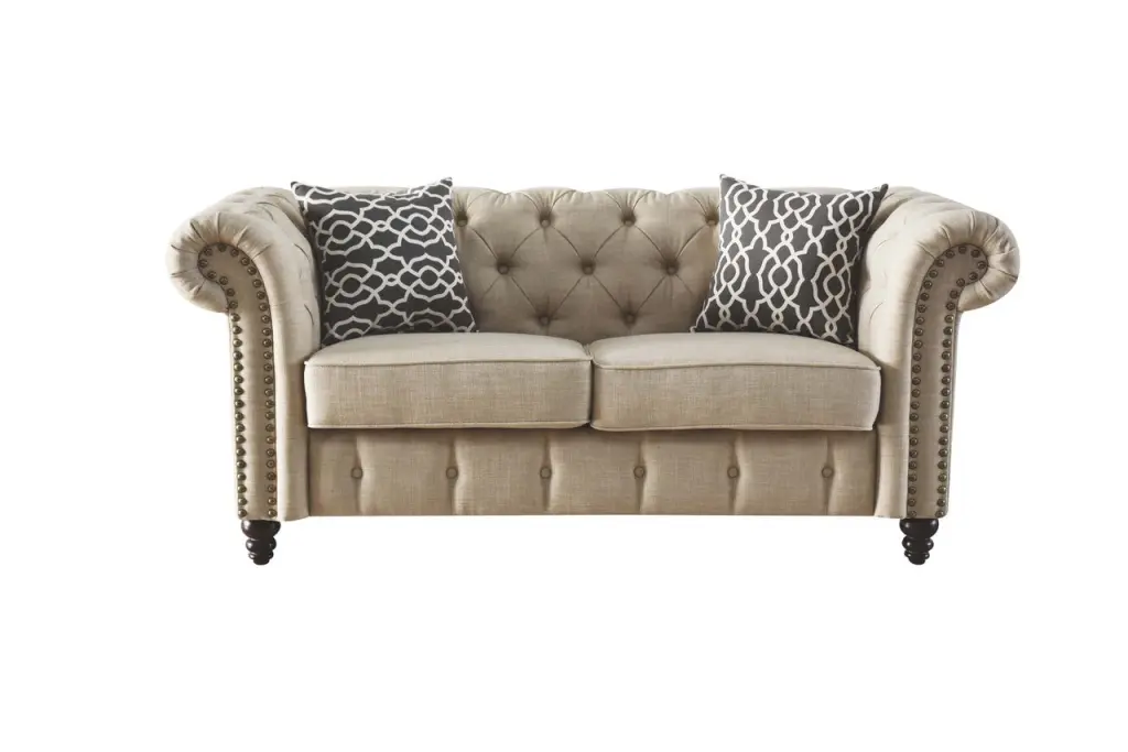 Aura Elegance Loveseat 2 Pillows Beige Comfortable Living Room Go Green Woods