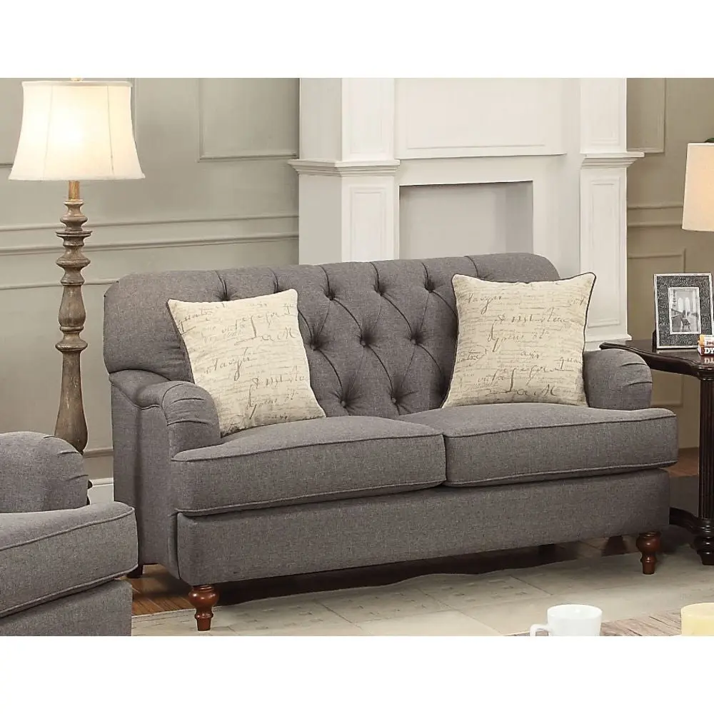 Gray Linen Zapata Loveseat Modern Living Room Seating Comfortable Design Go Green Woods